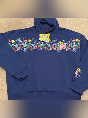SpongeBob Squarepants Nickelodeon Adult Large Royal Blue Hoodie Sweatshirt New